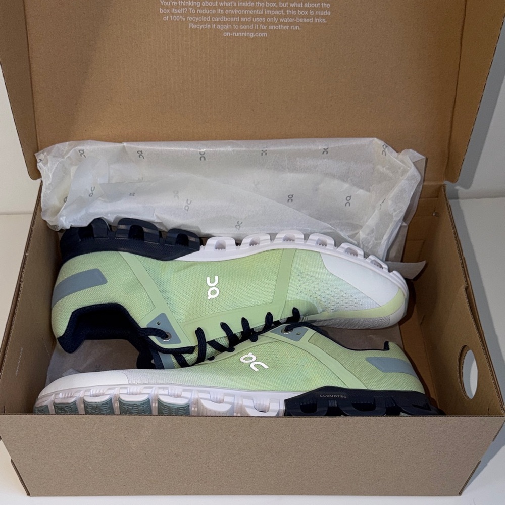 NWT New On Running Cloudflow 3.0 'Meadow Green White Size 12